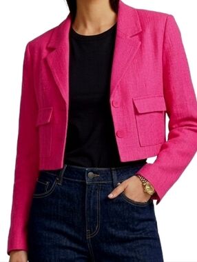 HOUSE OF HARLOW 1960 Linen Blend Crop Blazer